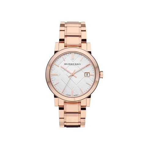 Burberry White Check Pattern Dial Rose Gold